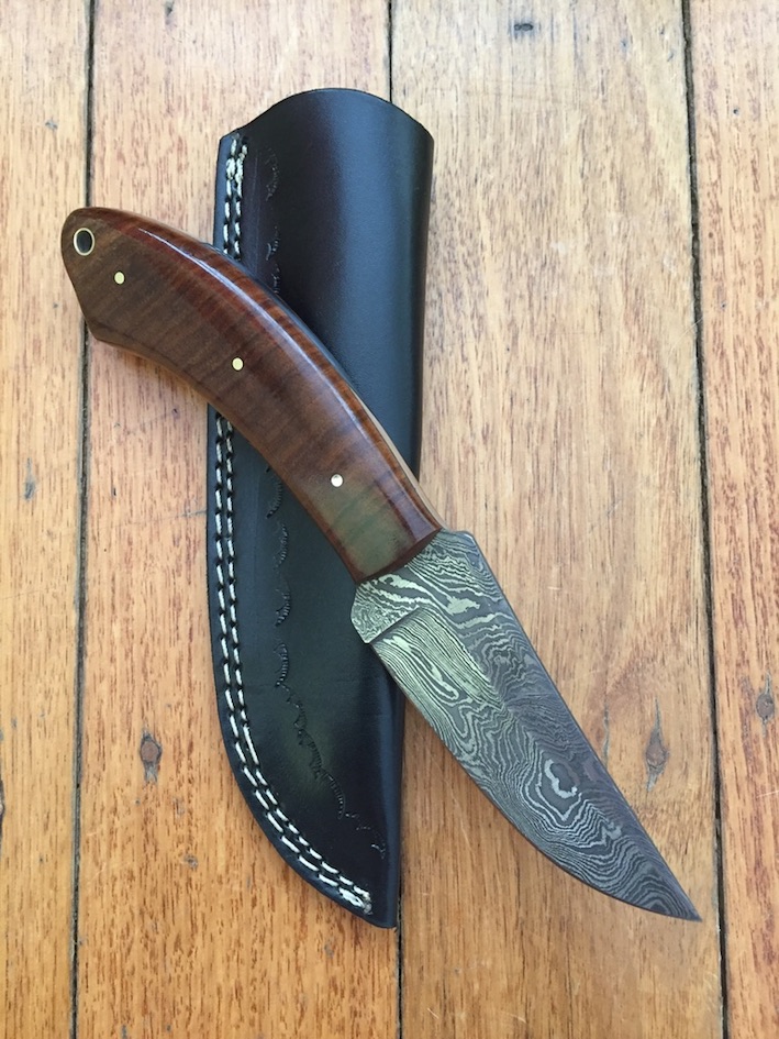 Damascus Fixed Blade Hunting Knife Over 200 Layers With Leather Sheath,  Rosewood