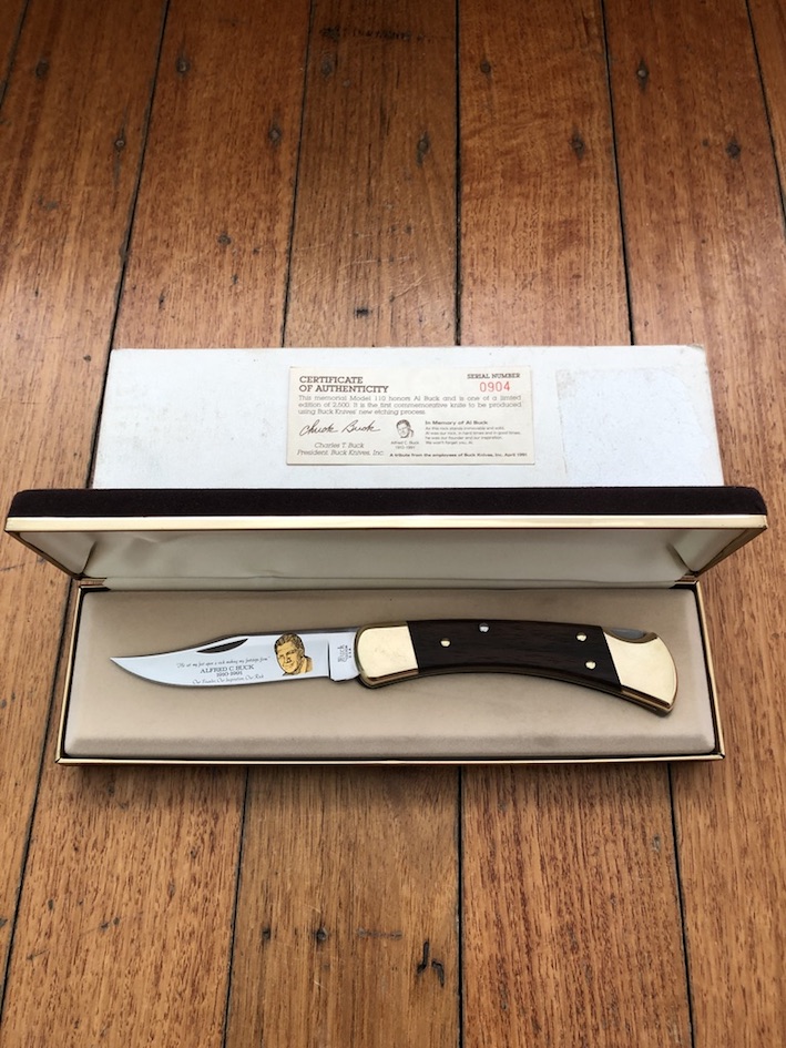 Buck Knife: Buck Custom 110 Memorial Al Buck Edition in Display 