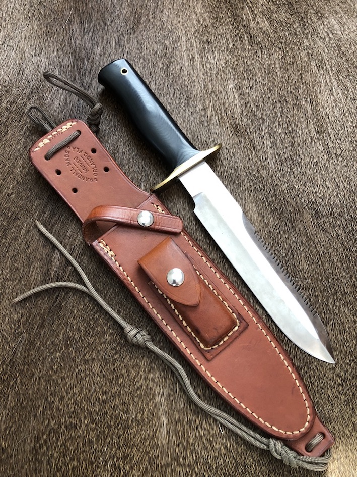 Randall Knives USA: Model 14 Attack with Saw Back And Black Micarta Handle