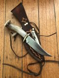 Ken Richardson Custom Handmade 5" Bowie Blade Hunting Knife with Deer Antler Handle & Custom Sheath