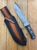 Damascus Knife: Damascus Western Alamo Bowie with Grey Laminate Handle