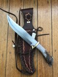 Ken Richardson Custom Handmade 8" Bowie Blade Hunting Knife with Deer Antler Handle & Custom Sheath