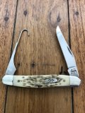 Case USA Knife: Circa 2005 Model 6247H Bird Hunting Knife Amber Jigged Bone Handled Folding Pocket Knife