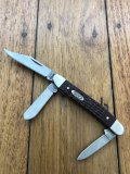 Case USA Knife: Circa 2010 Model 63087 Small/Medium Size 3 Blade Stockman Knife with Brown Jigged Bone Delrin Handle  Folding Knife