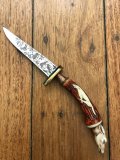 German 1950's Mini Knife with Game Scene & Carved Resin Handle