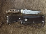 SOS Damascus *PUMA Skinner* Knife with Walnut Handle & Leather Sheath