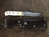 SOS Damascus *PUMA Skinner* Knife with Bone Handle & Leather Sheath