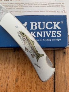 Buck Knife: 1994 Buck Model 525 Rainbow Trout Small Folding LockBack Knife