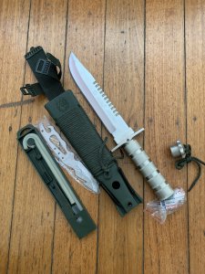 Aitor Jungle King 1 Silver Tactical Combat Knife with Survival Kit