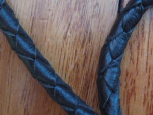 Lanyard: Brown Leather Braided Rounded Single Whistle Lanyard