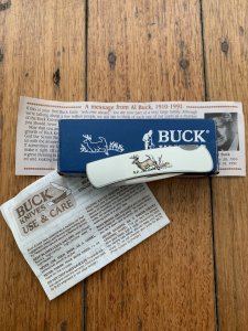 Buck Knife: 1993 Buck Model 525 White Tail Deer Small Folding LockBack Knife